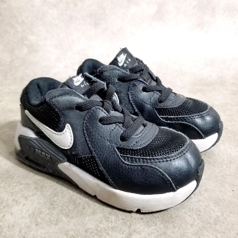 Nike Kids Air Max Excee CD6893-001 Size 8 C Black White Lace Up Sneakers